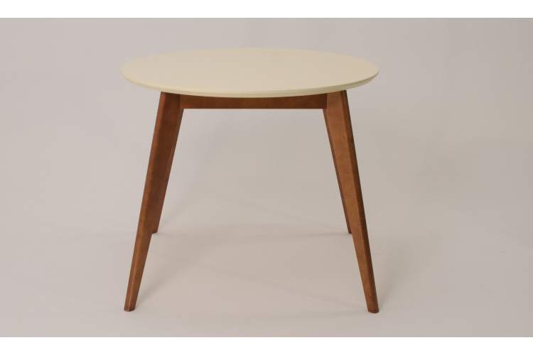 Стол Сканди К 90 орех/слоновая кость со стульями Франк орех рогожка синий-4