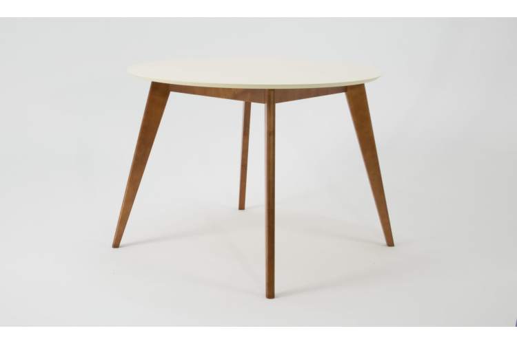 Стол Сканди К 100 орех/слоновая кость со стульями Франк орех рогожка синий-3