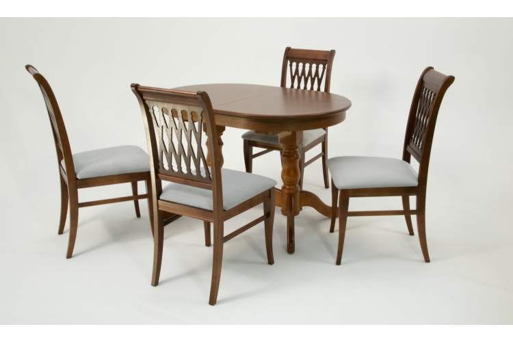 Обеденная группа стол Бизе со стульями Рич, орех, серый-2