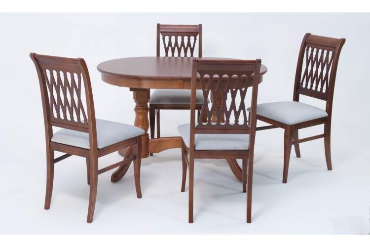 Обеденная группа стол Бизе со стульями Рич, орех, серый-1