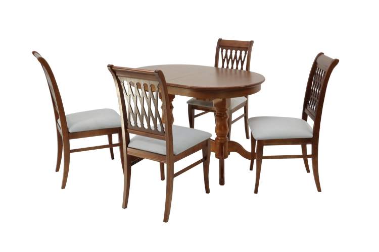 Обеденная группа стол Бизе со стульями Рич, орех, серый