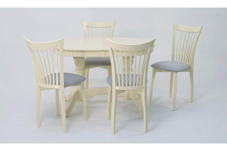 Обеденная группа стол Бизе со стульями Миранда,слоновая кость, серый-1