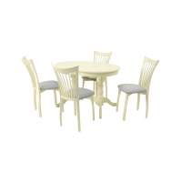 Обеденная группа стол Бизе со стульями Миранда,слоновая кость, серый