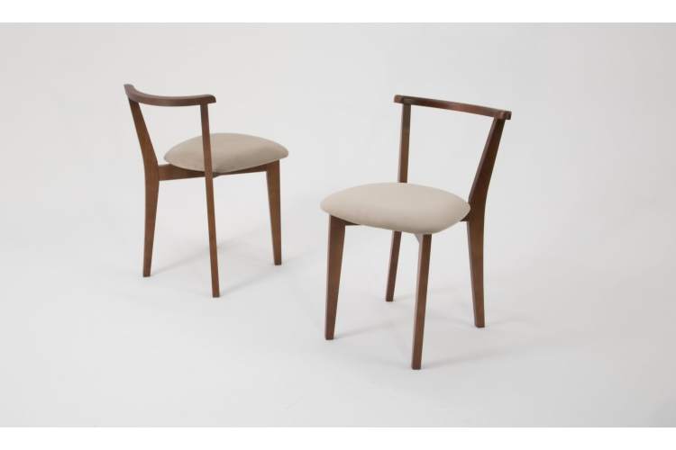 Стол Сканди М 100 орех/слоновая кость со стульями Франк орех велюр бежевый-5