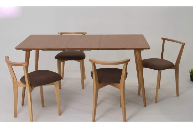 Стол Монте 120 натур со стульями Франк натур велюр коричневый-3