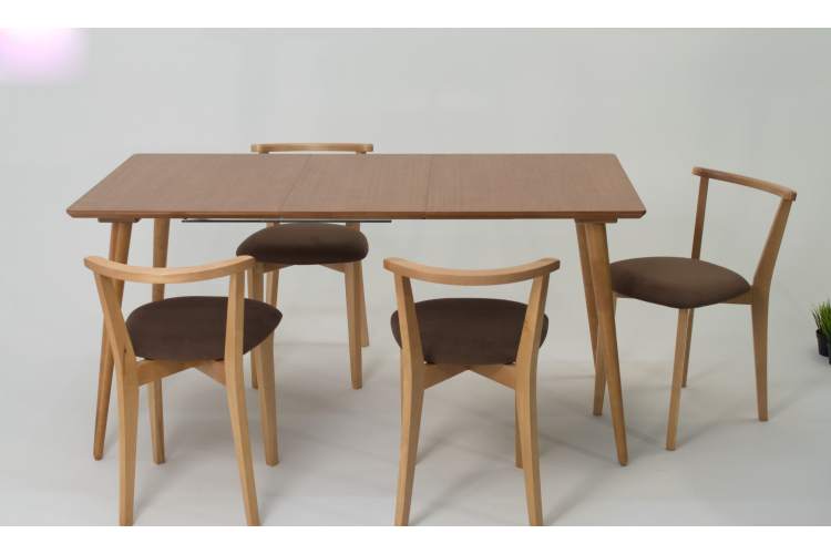 Стол Монте 120 натур со стульями Франк натур велюр коричневый-5