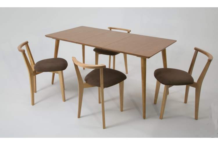 Стол Монте 120 натур со стульями Франк натур велюр коричневый-2