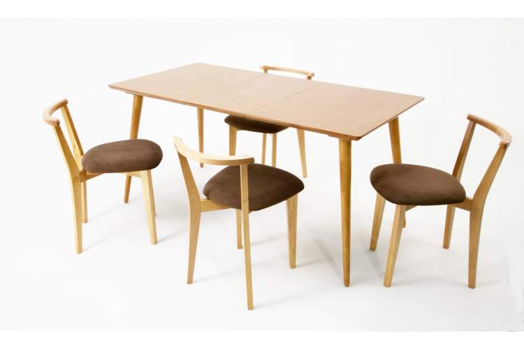 Стол Монте 120 натур со стульями Франк натур велюр коричневый