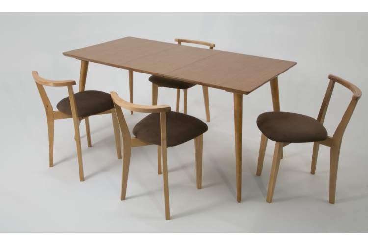 Стол Монте 120 натур со стульями Франк натур велюр коричневый-4