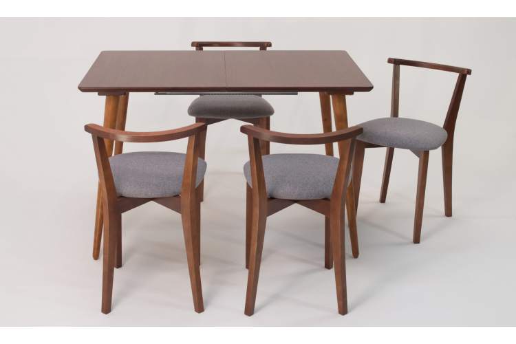 Стол Монте 120 орех со стульями Франк Орех рогожка серый-1