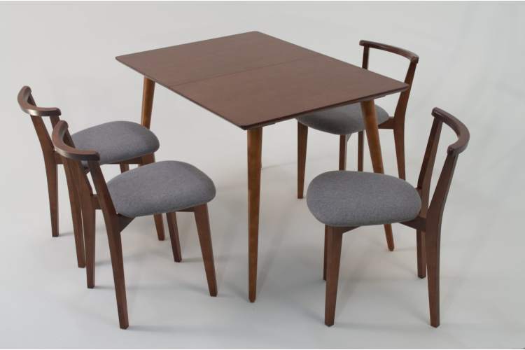 Стол Монте 120 орех со стульями Франк Орех рогожка серый-2