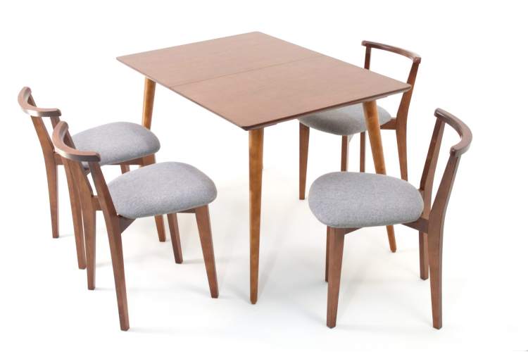 Стол Монте 120 орех со стульями Франк Орех рогожка серый