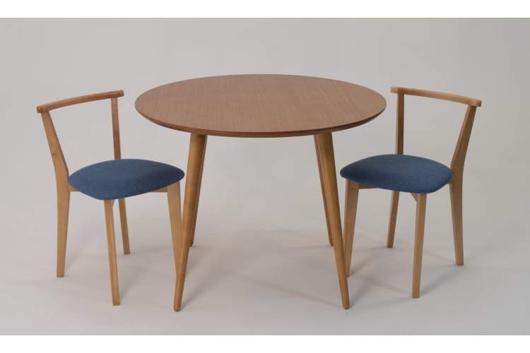 Стол Монте К 100 натур со стульями Франк натур рогожка синий-1