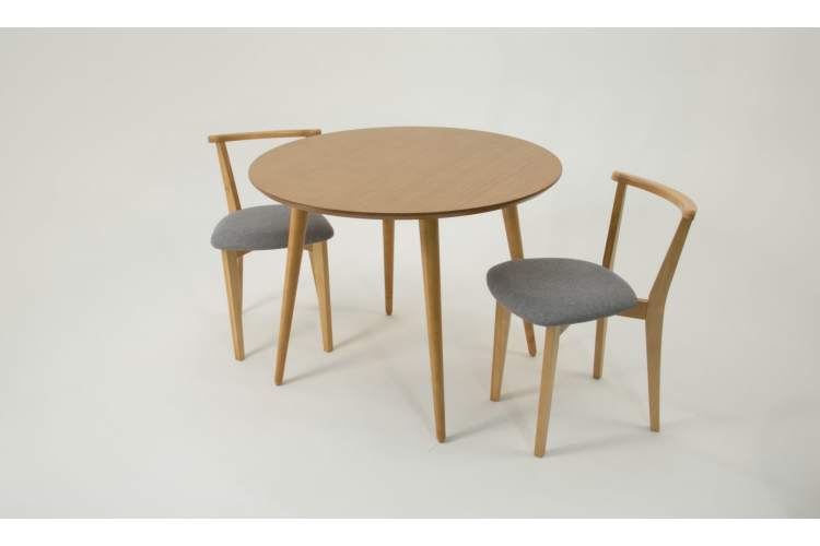 Стол Монте К 90 натур со стульями Франк натур рогожка серый-1