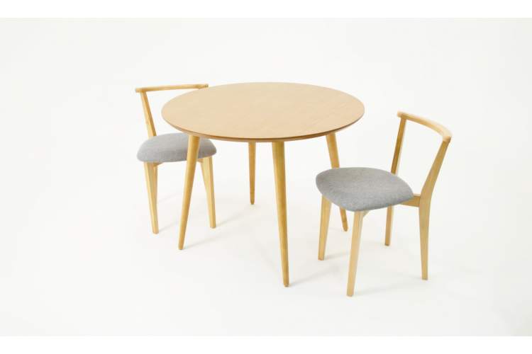 Стол Монте К 90 натур со стульями Франк натур рогожка серый