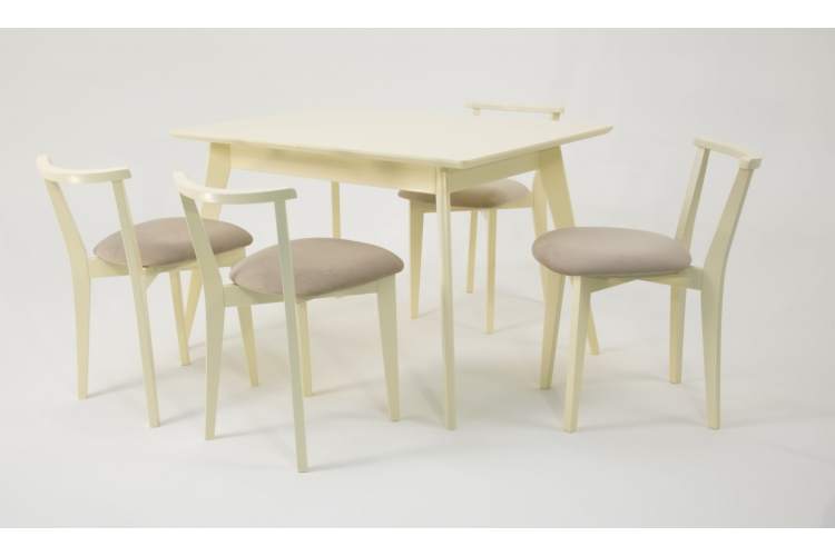 Стол Сканди 120 слоновая кость со стульями Франк слоновая кость велюр бежевый-4
