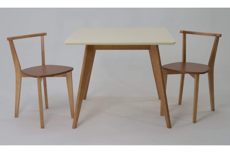 Стол Сканди М 100 натур/слоновая кость со стульями Франк натур-2