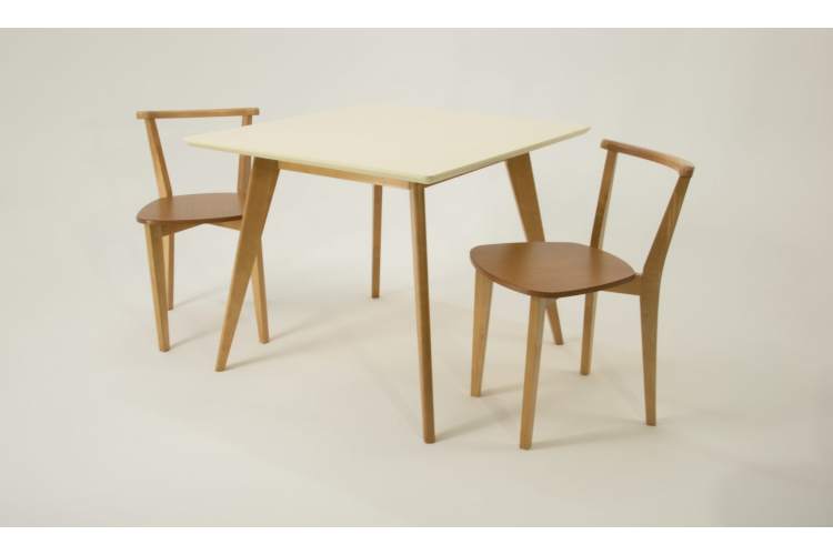 Стол Сканди М 100 натур/слоновая кость со стульями Франк натур-1