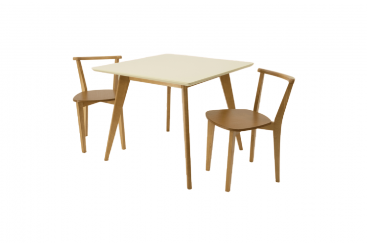 Стол Сканди М 100 натур/слоновая кость со стульями Франк натур
