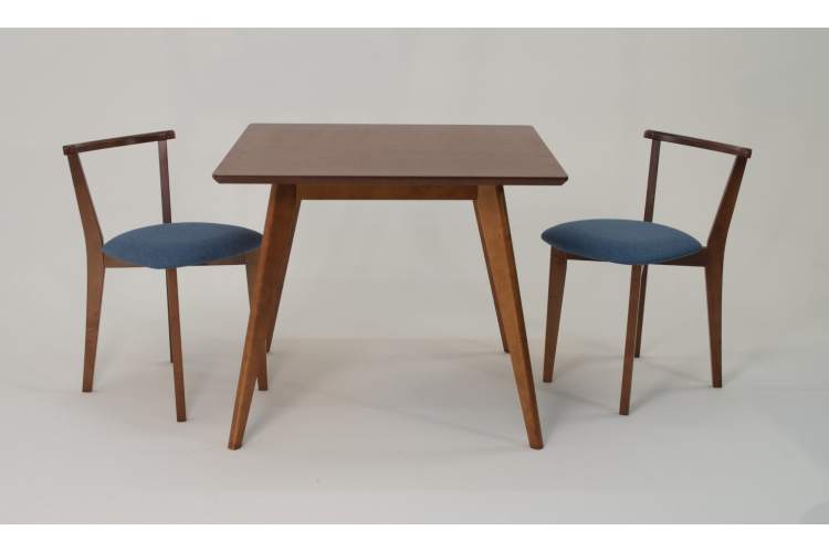 Стол Сканди М 100 орех со стульями Франк орех рогожка синий-2