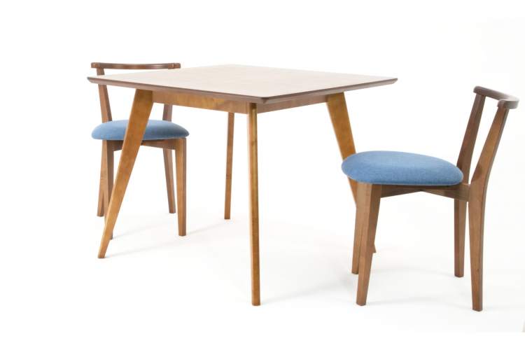 Стол Сканди М 100 орех со стульями Франк орех рогожка синий