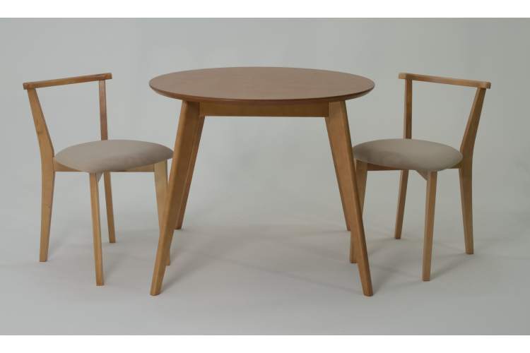 Стол Сканди К 100 натур со стульями Франк натур велюр бежевый-2