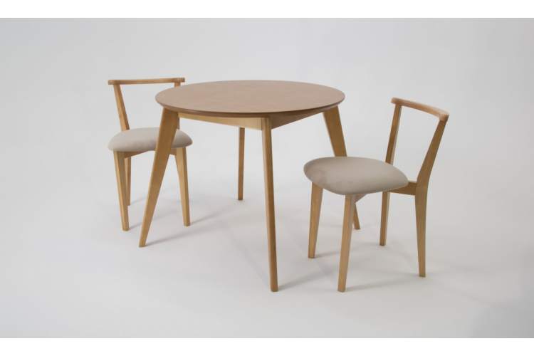 Стол Сканди К 100 натур со стульями Франк натур велюр бежевый-1