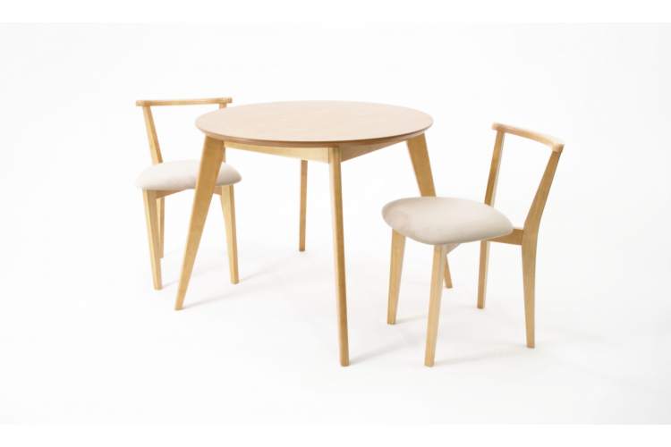 Стол Сканди К 100 натур со стульями Франк натур велюр бежевый