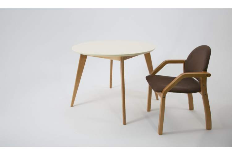 Стол Сканди К 100 натур/слоновая кость со стульями Джуно натур велюр коричневый-2