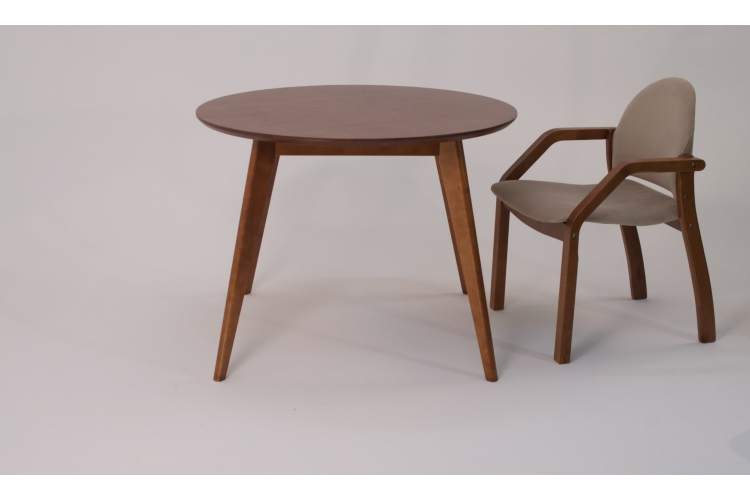 Стол Сканди К 90 орех со стульями Джуно орех велюр бежевый-4