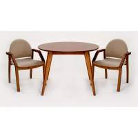 Стол Сканди К 90 орех со стульями Джуно орех велюр бежевый
