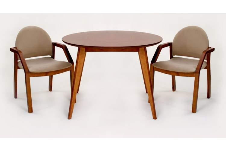 Стол Сканди К 90 орех со стульями Джуно орех велюр бежевый