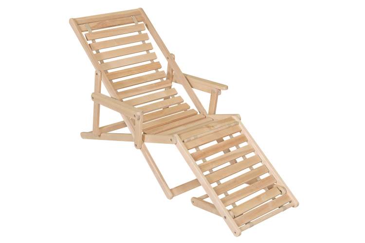 Шезлонг с подлокотниками Чивас, Натуральное дерево-1