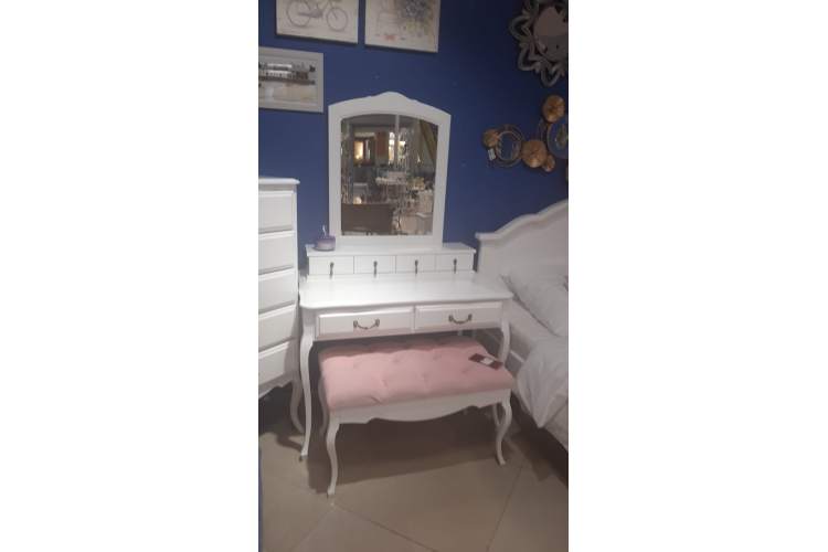 Туалетный стол Малонн Ави с секретером и зеркалом Белый-3