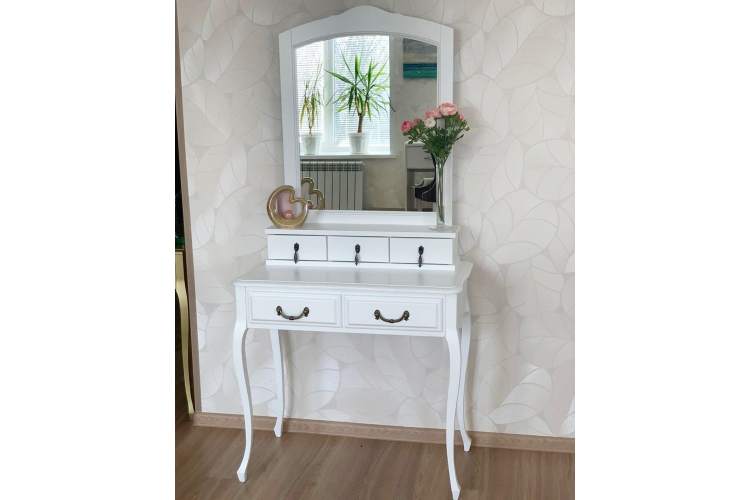 Туалетный стол Малонн Ави с секретером и зеркалом Белый-10