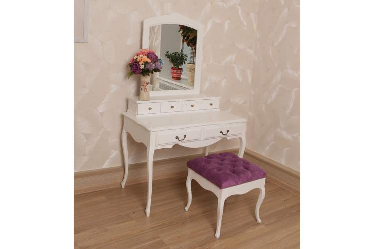Туалетный стол Малонн Ави с секретером и зеркалом Белый-11