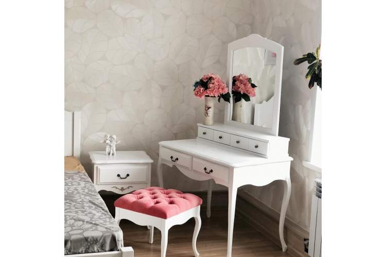 Туалетный стол Малонн Ави с секретером и зеркалом Белый-8