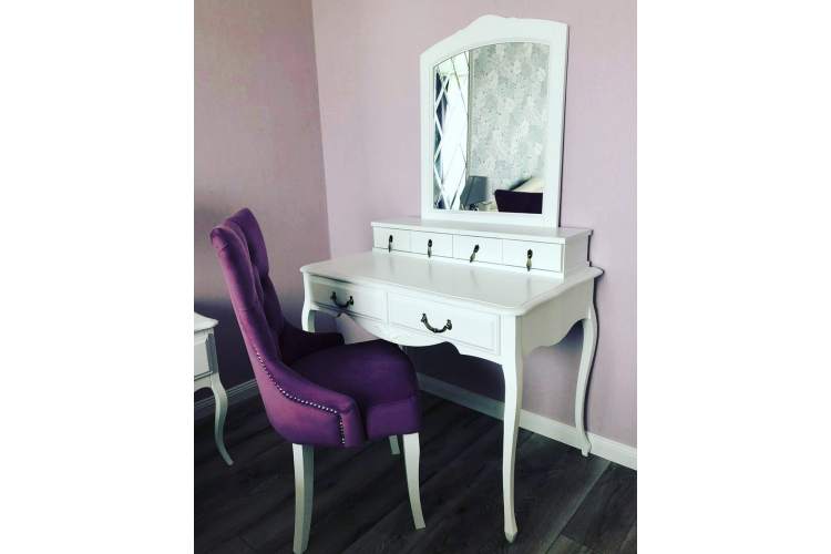 Туалетный стол Малонн Ави с секретером и зеркалом Белый-9