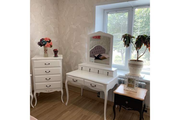 Туалетный стол Малонн Ави с секретером и зеркалом Белый-7