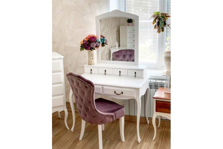 Туалетный стол Малонн Ави с секретером и зеркалом Белый-6