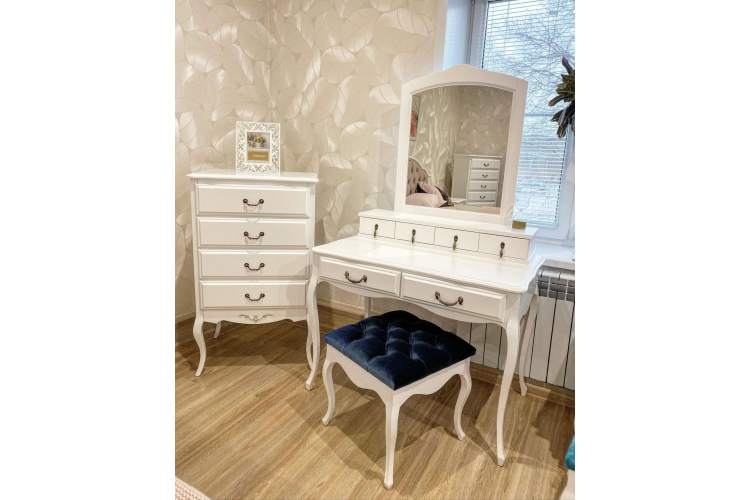 Туалетный стол Малонн Ави с секретером и зеркалом Белый-4