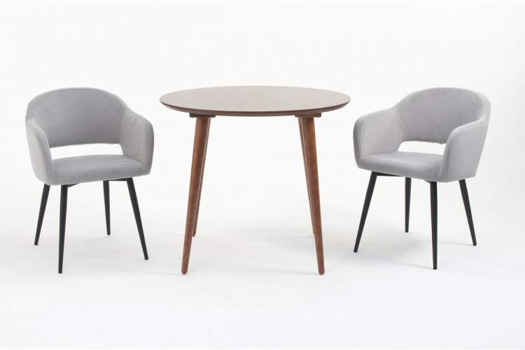Стол Монте К 100 орех с креслами Пичч велюр серый-2