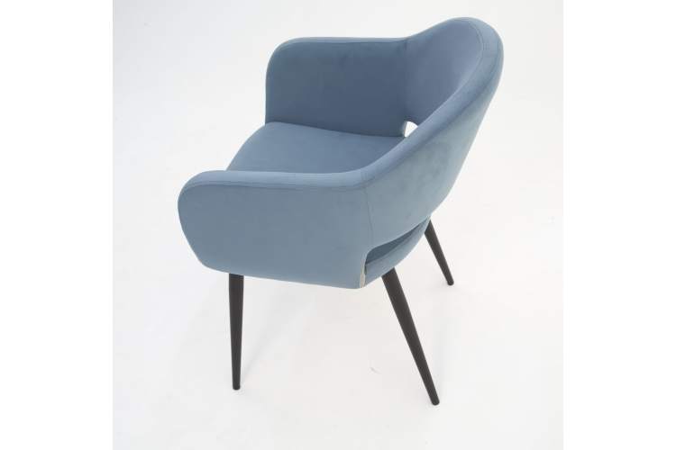 Стол Сканди К 90 орех с креслами Пичч велюр синий-4