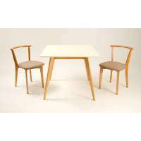 Стол Arki М 100 натур/слоновая кость со стульями Франк ПМ натур/бежевая рогожка