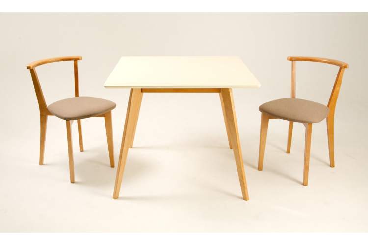 Стол Arki М 100 натур/слоновая кость со стульями Франк ПМ натур/бежевая рогожка