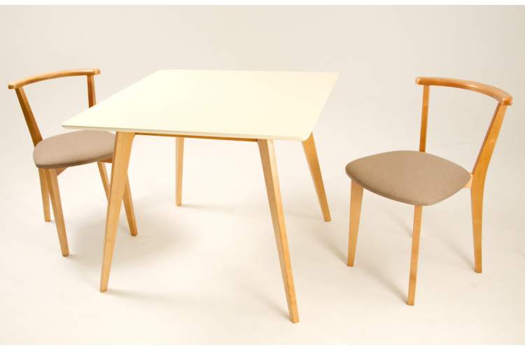 Стол Arki М 100 натур/слоновая кость со стульями Франк ПМ натур/бежевая рогожка-6