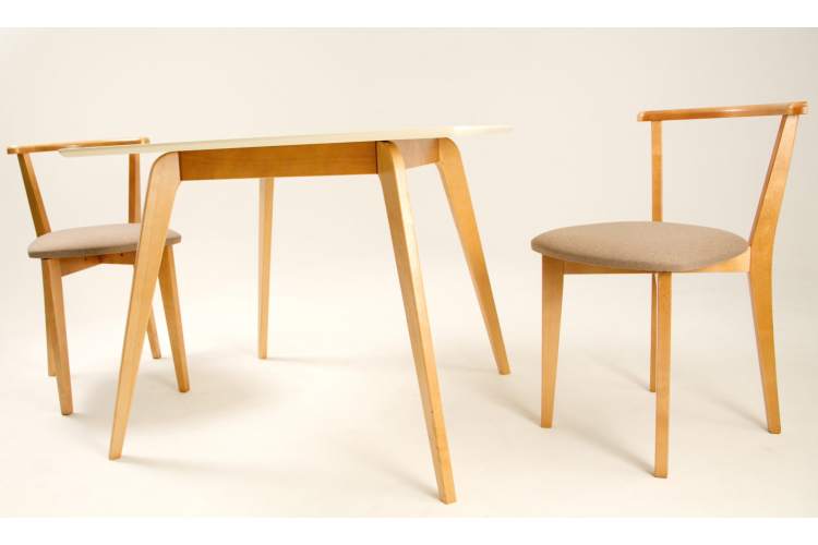 Стол Arki М 100 натур/слоновая кость со стульями Франк ПМ натур/бежевая рогожка-5