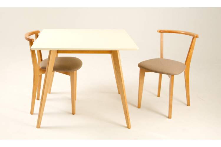 Стол Arki М 100 натур/слоновая кость со стульями Франк ПМ натур/бежевая рогожка-4