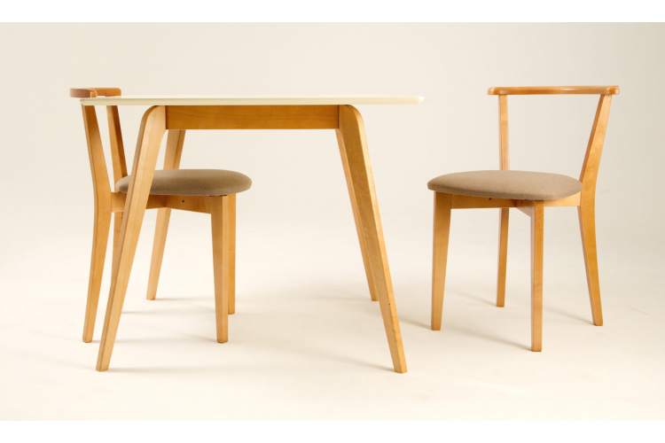 Стол Arki М 100 натур/слоновая кость со стульями Франк ПМ натур/бежевая рогожка-3