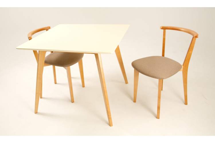Стол Arki М 100 натур/слоновая кость со стульями Франк ПМ натур/бежевая рогожка-2